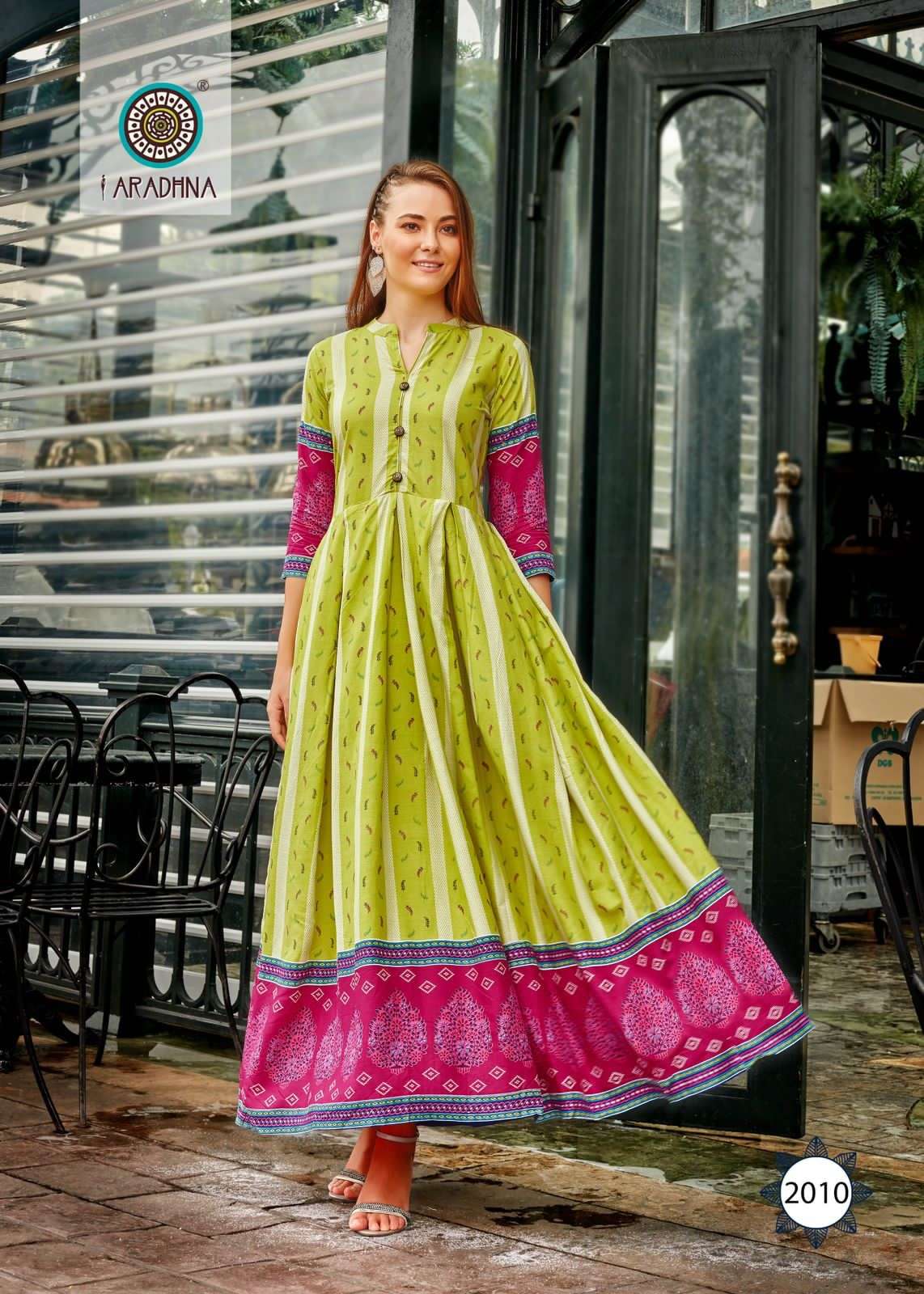 FASHION STRIPY VOL-2 BY ARADHNA FASHION 2001 TO 2012 SERIES BEAUTIFUL STYLISH FANCY COLORFUL CASUAL WEAR & ETHNIC WEAR RAYON FOIL GOWNS AT WHOLESALE PRICE