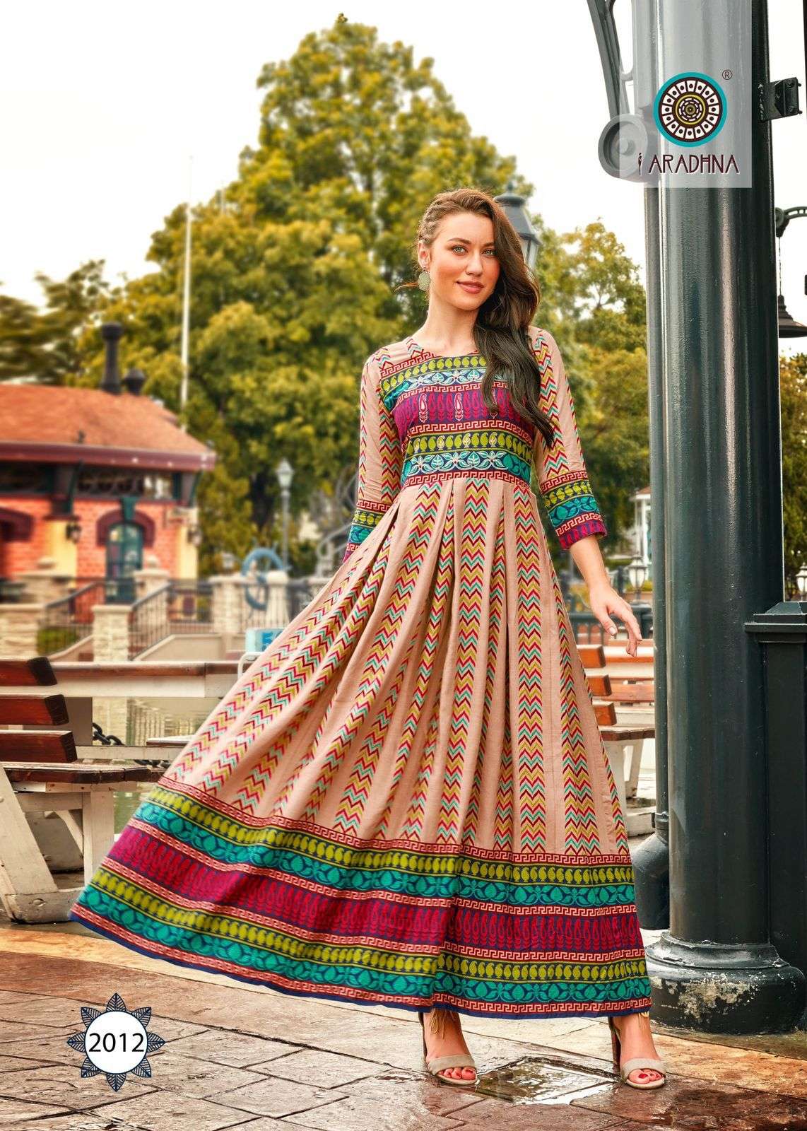 FASHION STRIPY VOL-2 BY ARADHNA FASHION 2001 TO 2012 SERIES BEAUTIFUL STYLISH FANCY COLORFUL CASUAL WEAR & ETHNIC WEAR RAYON FOIL GOWNS AT WHOLESALE PRICE
