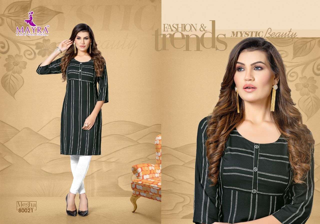 MEGHA BY MAYRA 80019 TO 80024 SERIES BEAUTIFUL STYLISH FANCY COLORFUL CASUAL WEAR & ETHNIC WEAR RAYON FOIL GOWNS AT WHOLESALE PRICE
