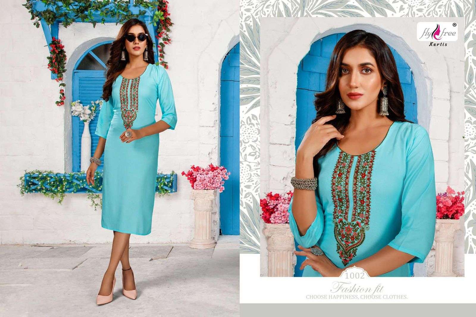 SUN VOL-2 BY FLY FREE 1001 TO 1008 SERIES BEAUTIFUL STYLISH FANCY COLORFUL CASUAL WEAR & ETHNIC WEAR RAYON SLUB KURTIS AT WHOLESALE PRICE