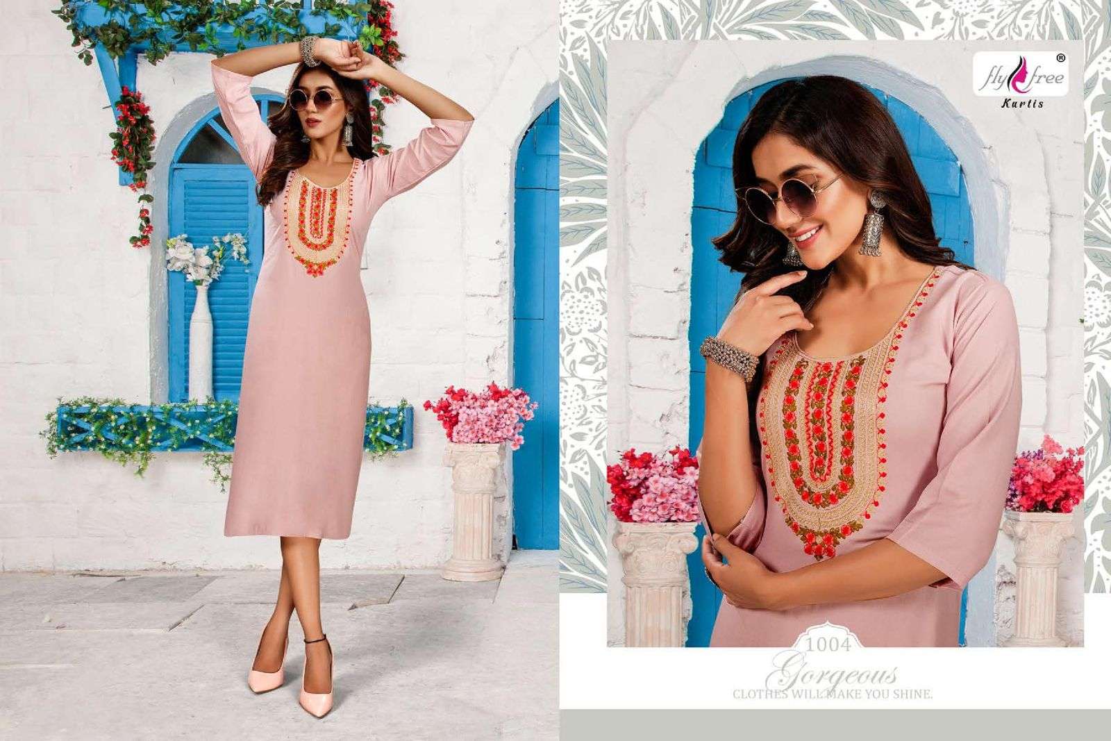 SUN VOL-2 BY FLY FREE 1001 TO 1008 SERIES BEAUTIFUL STYLISH FANCY COLORFUL CASUAL WEAR & ETHNIC WEAR RAYON SLUB KURTIS AT WHOLESALE PRICE