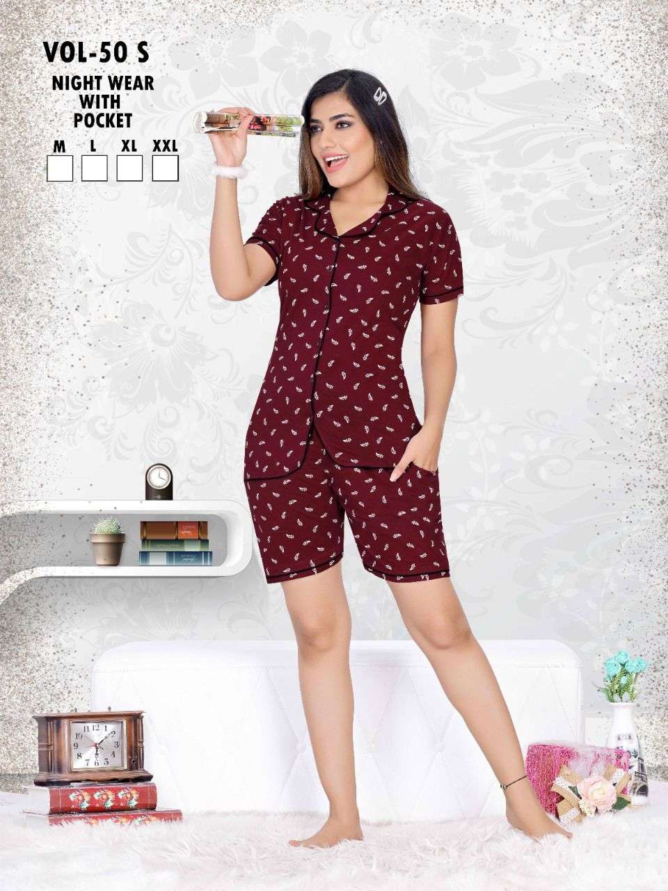 NIGHT WEAR VOL-50S BY KAAMIRI 01 TO 06 SERIES BEAUTIFUL STYLISH FANCY COLORFUL CASUAL WEAR & ETHNIC WEAR HOSIERY COTTON NIGHT SUITS AT WHOLESALE PRICE