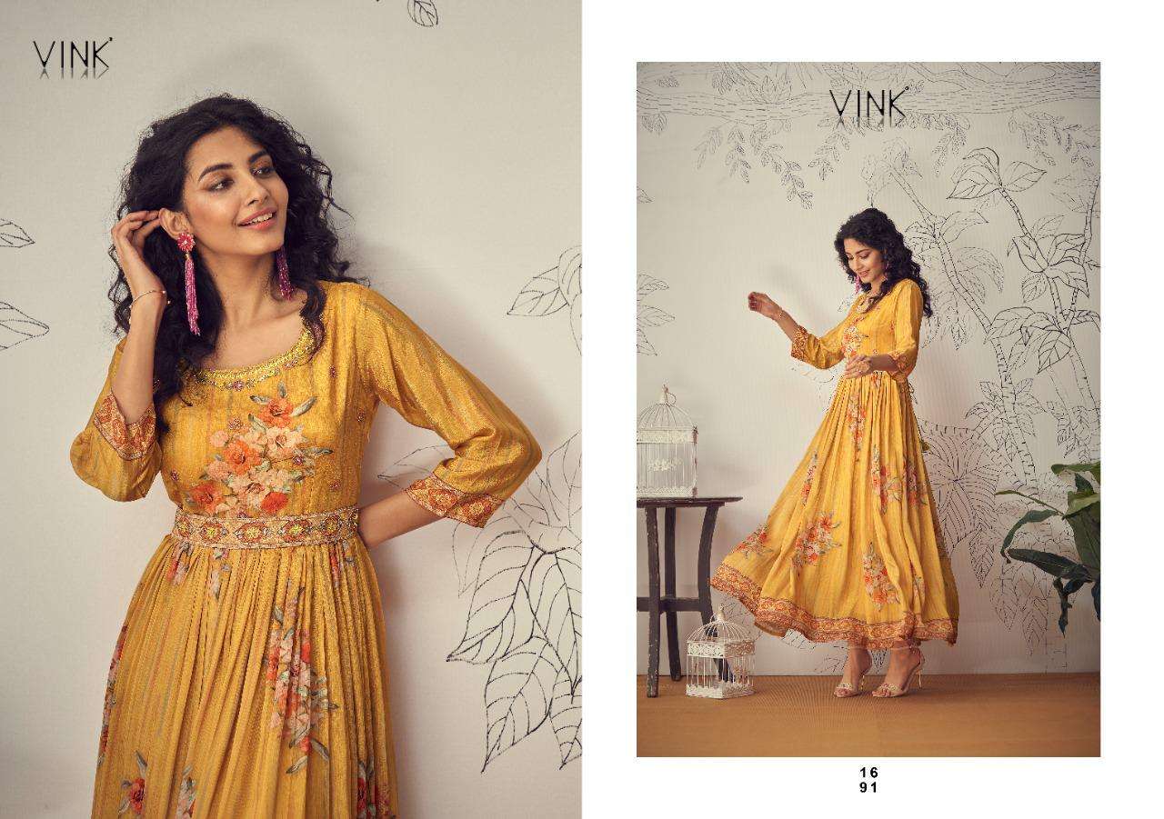 MARINA BY VINK 1691 TO 1696 SERIES BEAUTIFUL STYLISH FANCY COLORFUL CASUAL WEAR & ETHNIC WEAR PURE CHINNON CHIFFON GOWNS AT WHOLESALE PRICE