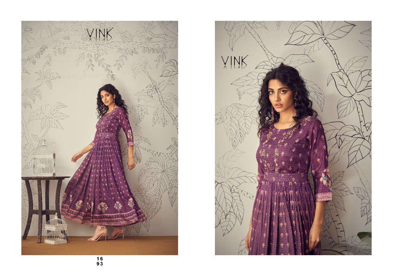 MARINA BY VINK 1691 TO 1696 SERIES BEAUTIFUL STYLISH FANCY COLORFUL CASUAL WEAR & ETHNIC WEAR PURE CHINNON CHIFFON GOWNS AT WHOLESALE PRICE