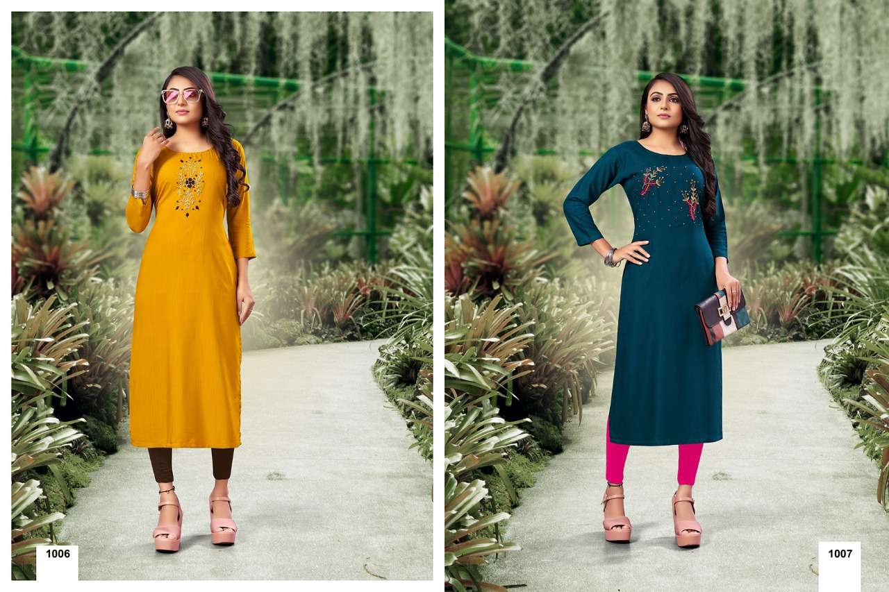 NAZAKAT BY JINESH NX 1001 TO 1008 SERIES BEAUTIFUL STYLISH FANCY COLORFUL CASUAL WEAR & ETHNIC WEAR VISCOSE SLUB KURTIS AT WHOLESALE PRICE