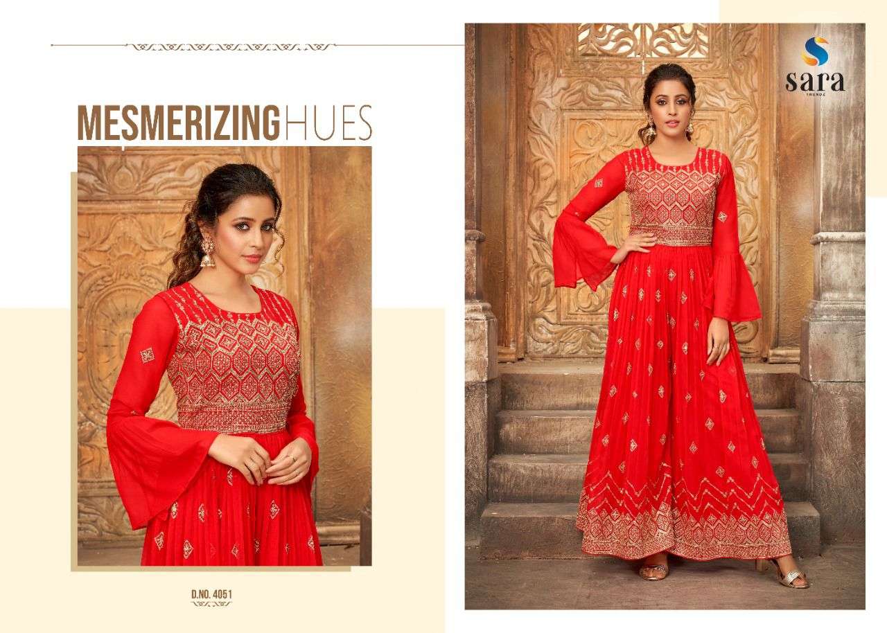 MAAYA BY SARA TRENDZ 4051 TO 4054 SERIES DESIGNER STYLISH FANCY COLORFUL BEAUTIFUL PARTY WEAR & ETHNIC WEAR COLLECTION GEORGETTE JUMPSUIT AT WHOLESALE PRICE