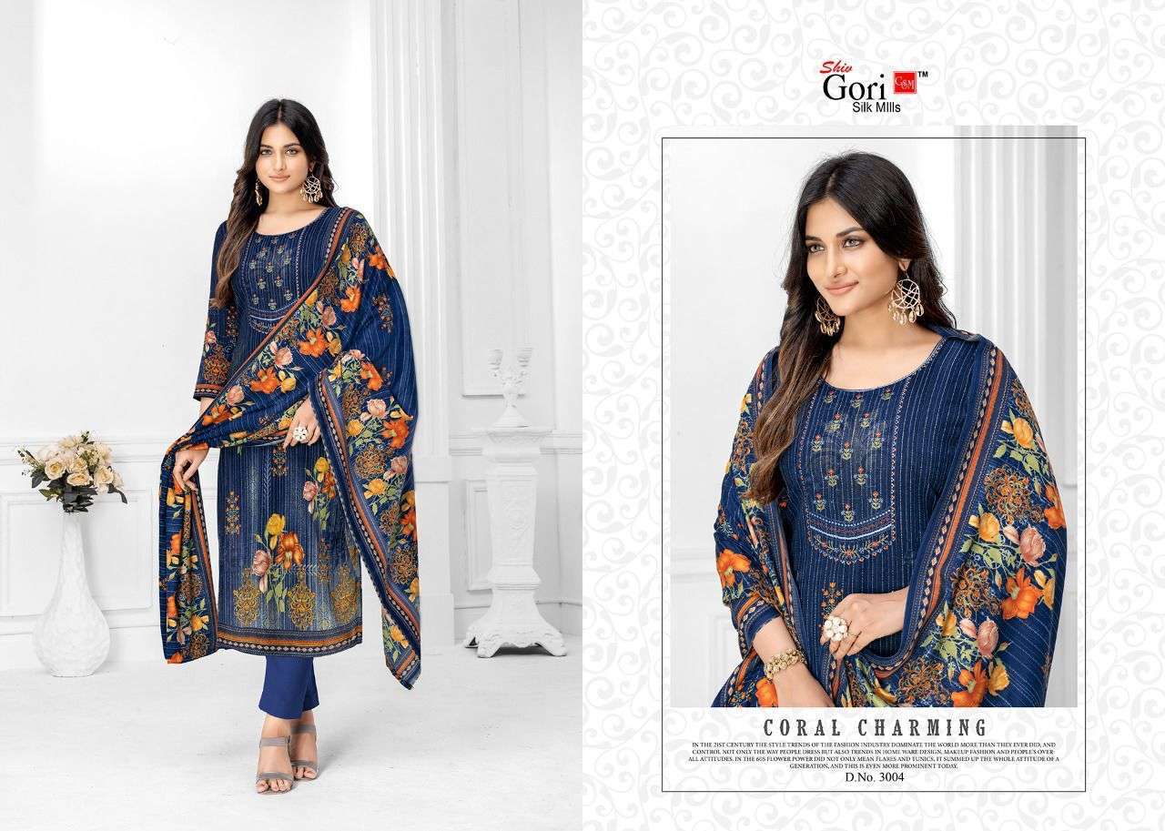 JEBA VOL-3 BY SHIV GORI SILK MILLS 3001 TO 3010 SERIES BEAUTIFUL SUITS COLORFUL STYLISH FANCY CASUAL WEAR & ETHNIC WEAR KASHMIRI WOOL DRESSES AT WHOLESALE PRICE