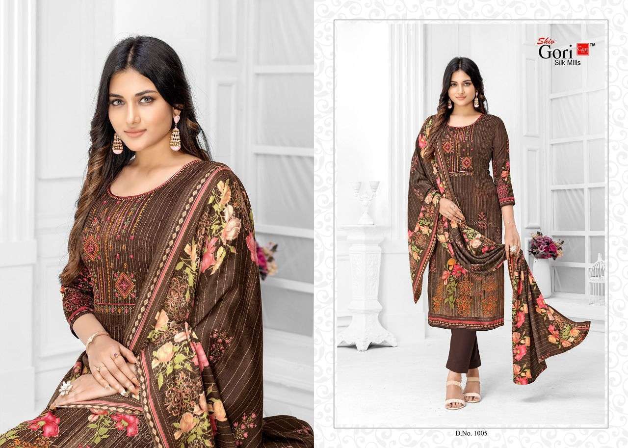 JEBA VOL-3 BY SHIV GORI SILK MILLS 3001 TO 3010 SERIES BEAUTIFUL SUITS COLORFUL STYLISH FANCY CASUAL WEAR & ETHNIC WEAR KASHMIRI WOOL DRESSES AT WHOLESALE PRICE