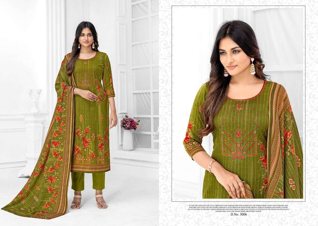 JEBA VOL-3 BY SHIV GORI SILK MILLS 3001 TO 3010 SERIES BEAUTIFUL SUITS COLORFUL STYLISH FANCY CASUAL WEAR & ETHNIC WEAR KASHMIRI WOOL DRESSES AT WHOLESALE PRICE