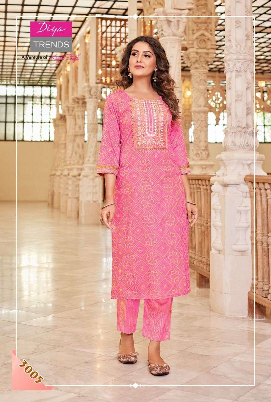 CELEBRATION VOL-3 BY DIYA TRENDS 3001 TO 3010 SERIES BEAUTIFUL STYLISH FANCY COLORFUL CASUAL WEAR & ETHNIC WEAR PURE RAYON KURTIS WITH BOTTOM AT WHOLESALE PRICE