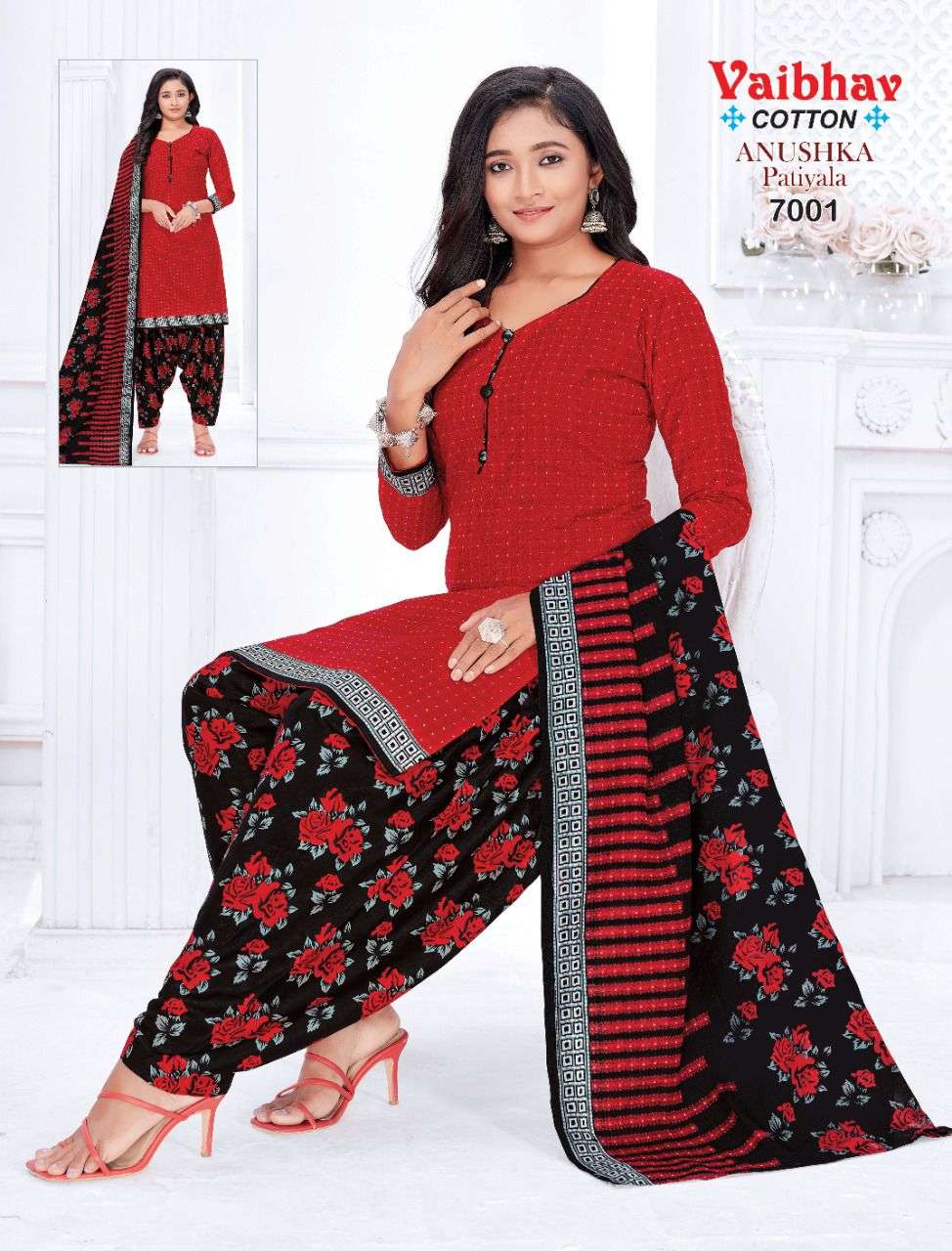 ANUSHKA PATIYALA VOL-7 BY VAIBHAV COTTON 7001 TO 7010 SERIES BEAUTIFUL SUITS COLORFUL STYLISH FANCY CASUAL WEAR & ETHNIC WEAR PURE COTTON DRESSES AT WHOLESALE PRICE