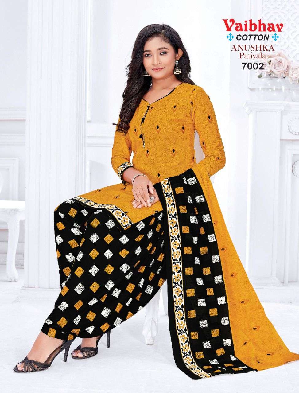 ANUSHKA PATIYALA VOL-7 BY VAIBHAV COTTON 7001 TO 7010 SERIES BEAUTIFUL SUITS COLORFUL STYLISH FANCY CASUAL WEAR & ETHNIC WEAR PURE COTTON DRESSES AT WHOLESALE PRICE