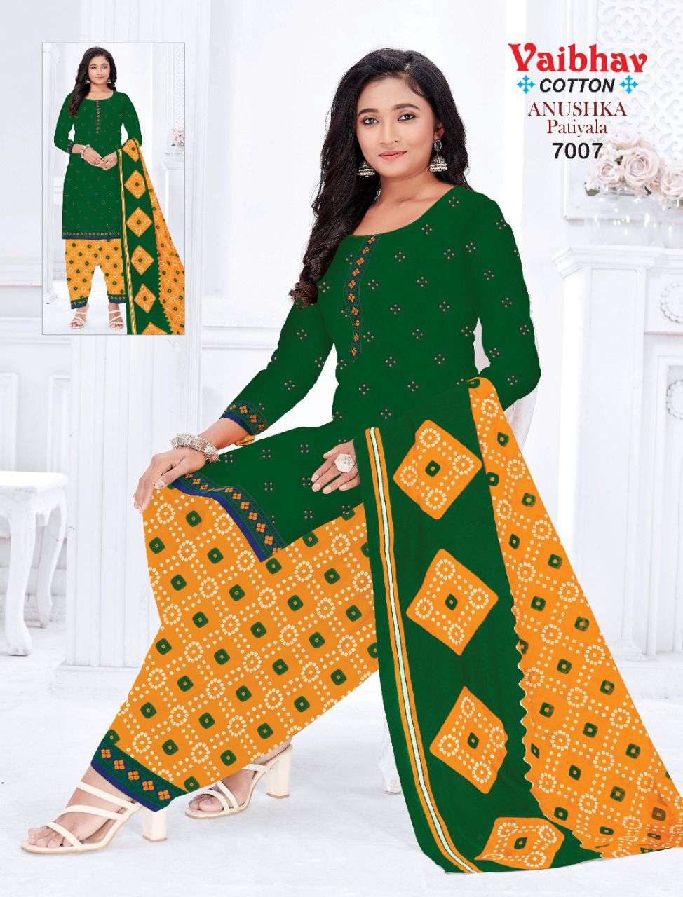 ANUSHKA PATIYALA VOL-7 BY VAIBHAV COTTON 7001 TO 7010 SERIES BEAUTIFUL SUITS COLORFUL STYLISH FANCY CASUAL WEAR & ETHNIC WEAR PURE COTTON DRESSES AT WHOLESALE PRICE