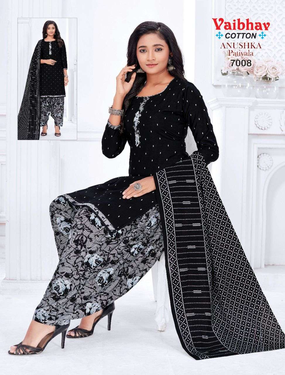 ANUSHKA PATIYALA VOL-7 BY VAIBHAV COTTON 7001 TO 7010 SERIES BEAUTIFUL SUITS COLORFUL STYLISH FANCY CASUAL WEAR & ETHNIC WEAR PURE COTTON DRESSES AT WHOLESALE PRICE