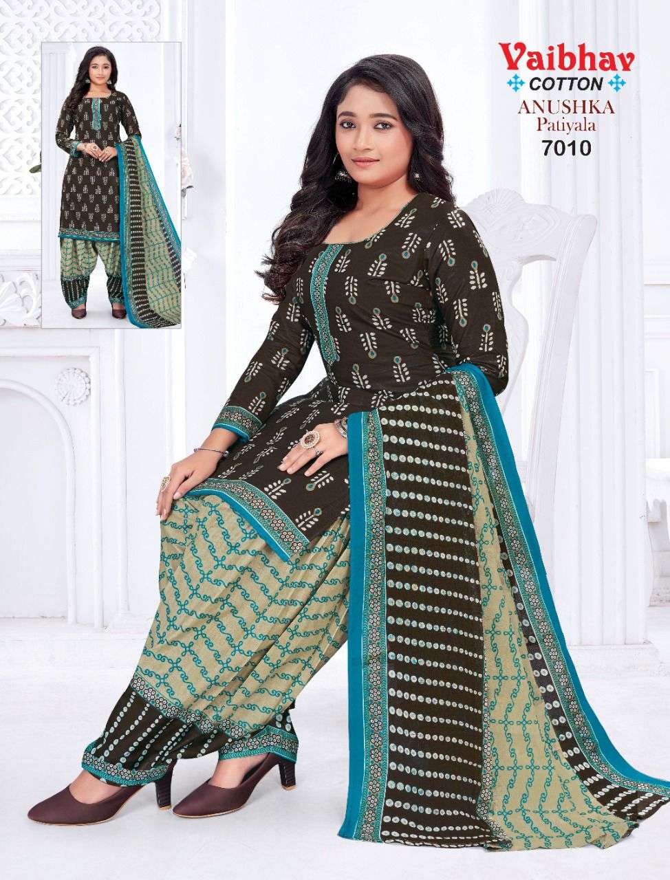 ANUSHKA PATIYALA VOL-7 BY VAIBHAV COTTON 7001 TO 7010 SERIES BEAUTIFUL SUITS COLORFUL STYLISH FANCY CASUAL WEAR & ETHNIC WEAR PURE COTTON DRESSES AT WHOLESALE PRICE