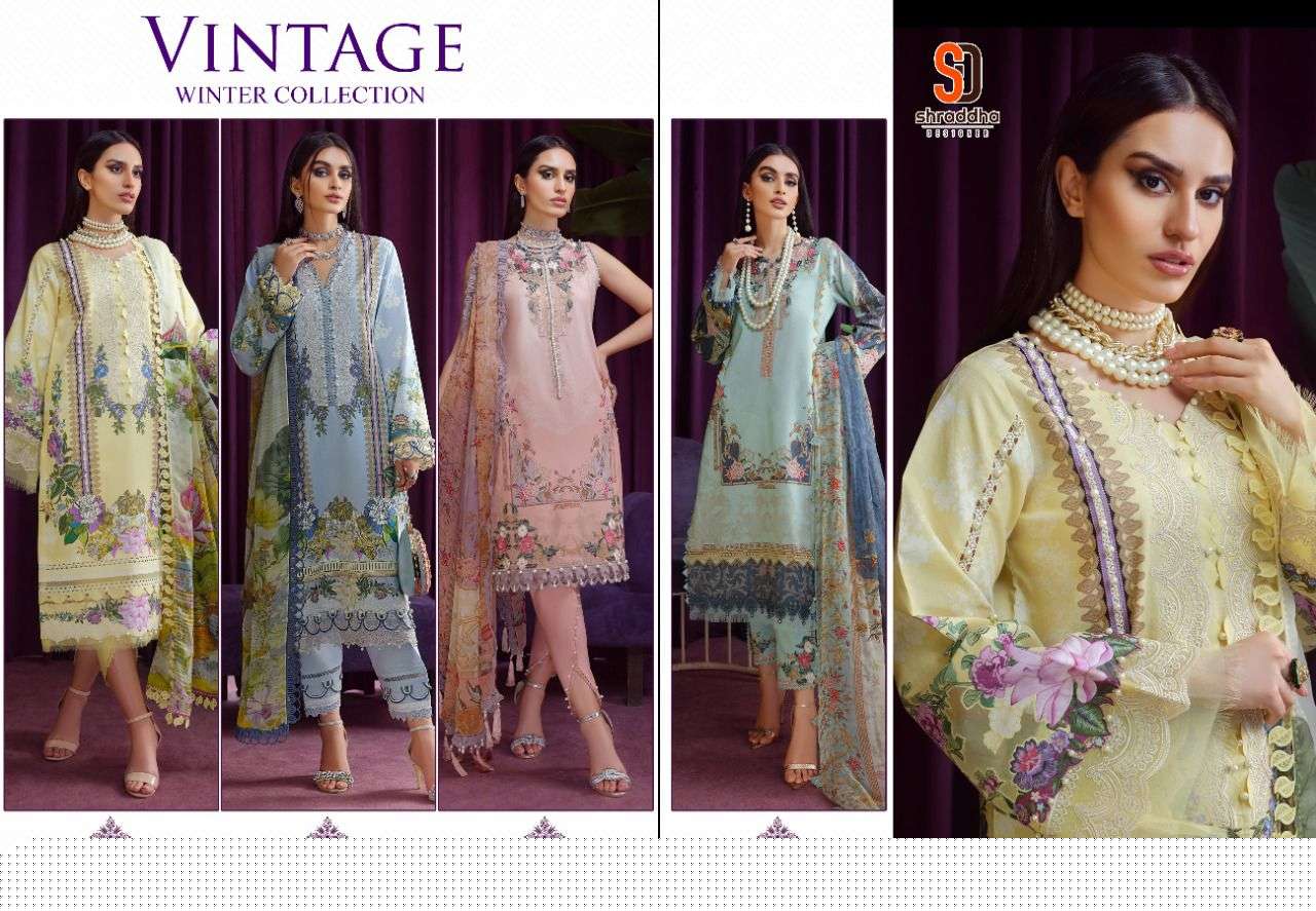 Vintage Winter Collection By Shraddha Designer 1001 To 1004 Series Designer Pakistani Suits Beautiful Stylish Fancy Colorful Party Wear & Occasional Wear Heavy Pashmina Embroidered Dresses At Wholesale Price