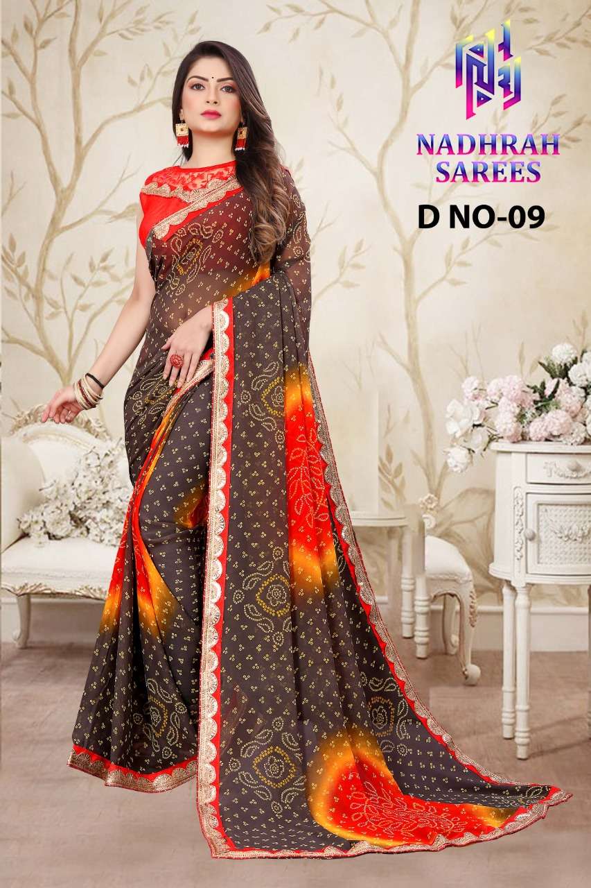 RANGOLI BY NADHRAH SAREES 07 TO 10 SERIES INDIAN TRADITIONAL WEAR COLLECTION BEAUTIFUL STYLISH FANCY COLORFUL PARTY WEAR & OCCASIONAL WEAR HEAVY GEORGETTE SAREES AT WHOLESALE PRICE