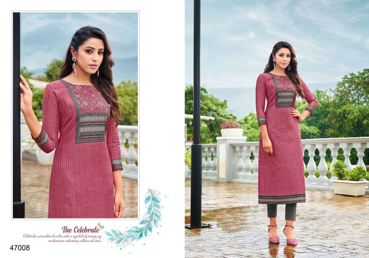 KISSMISS BY ARTIO 47001 TO 47010 SERIES DESIGNER STYLISH FANCY COLORFUL BEAUTIFUL PARTY WEAR & ETHNIC WEAR COLLECTION SLUB SILK KURTIS AT WHOLESALE PRICE