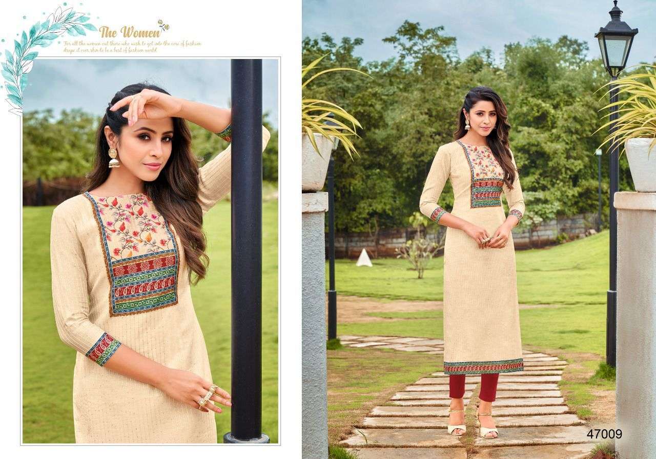 KISSMISS BY ARTIO 47001 TO 47010 SERIES DESIGNER STYLISH FANCY COLORFUL BEAUTIFUL PARTY WEAR & ETHNIC WEAR COLLECTION SLUB SILK KURTIS AT WHOLESALE PRICE