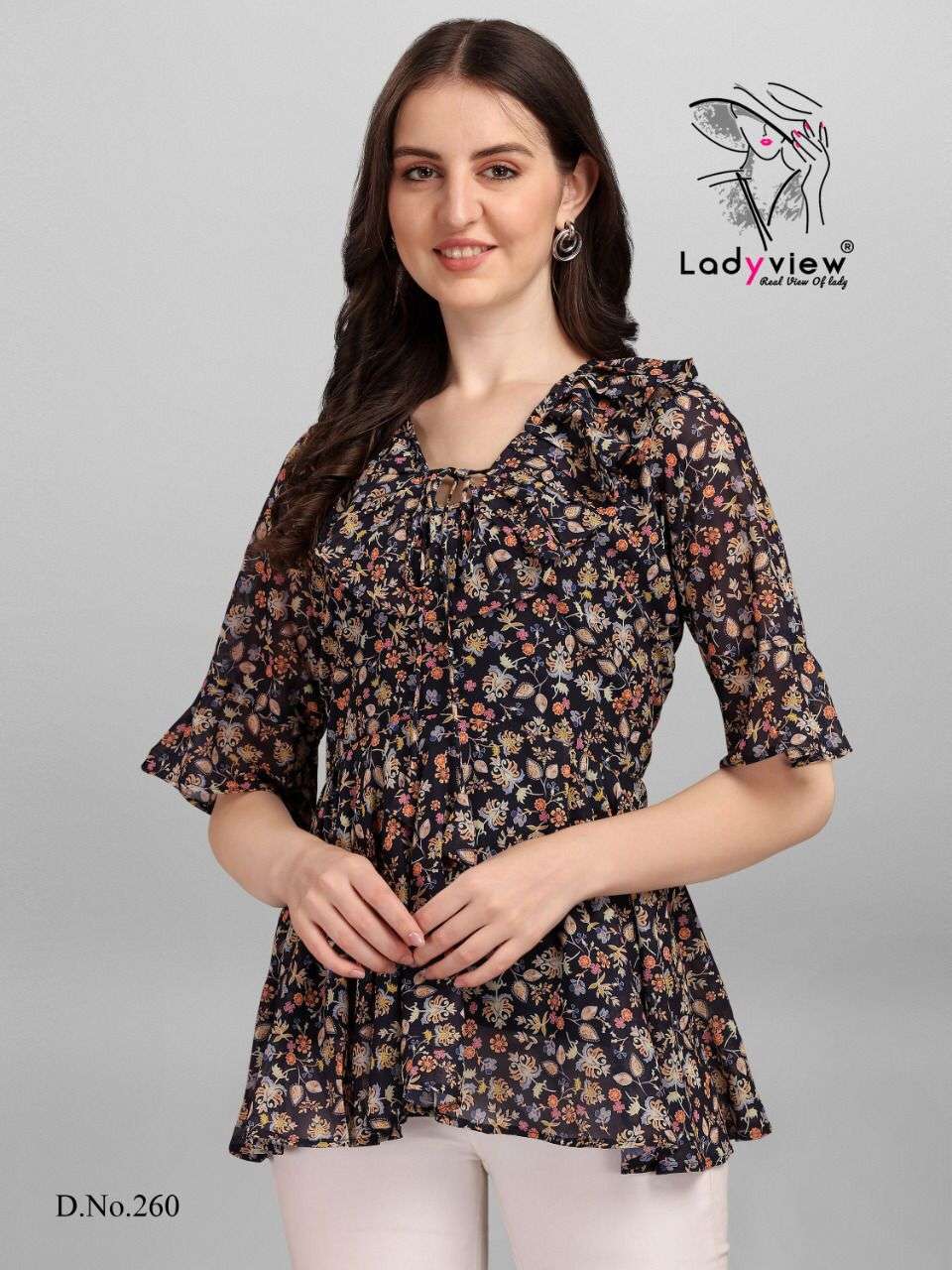 GORGEOUS BY LADY VIEW 258 TO 261 SERIES BEAUTIFUL STYLISH FANCY COLORFUL CASUAL WEAR & ETHNIC WEAR HEAVY GEORGETTE KURTIS AT WHOLESALE PRICE