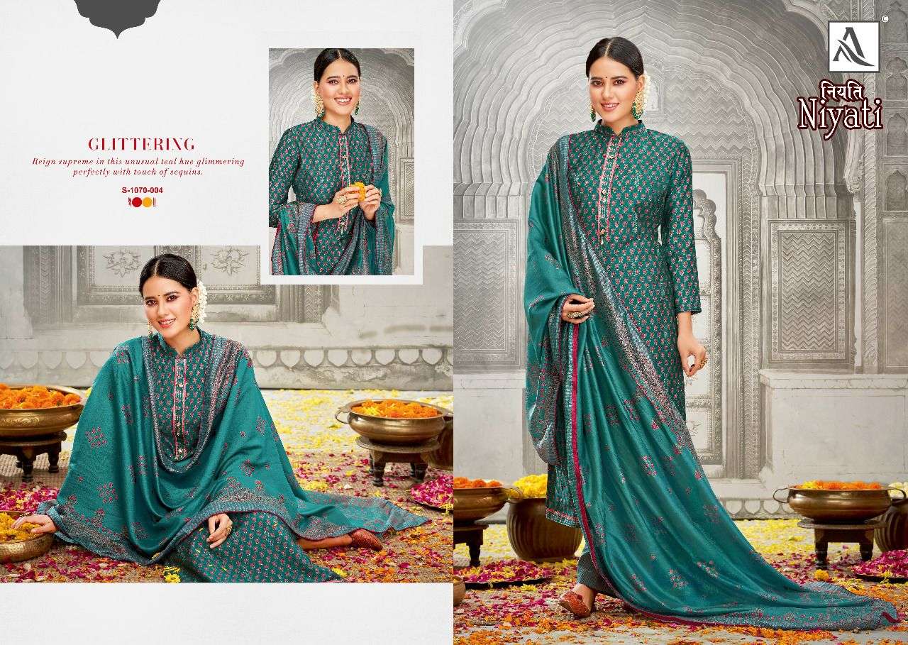 NIYATI BY ALOK SUITS 1070-001 TO 1070-008 SERIES DESIGNER SUITS BEAUTIFUL STYLISH FANCY COLORFUL PARTY WEAR & OCCASIONAL WEAR PURE VISCOSE SILK DRESSES AT WHOLESALE PRICE