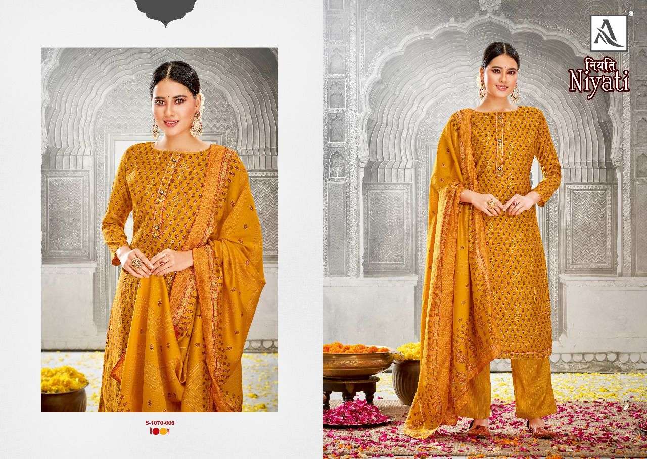 NIYATI BY ALOK SUITS 1070-001 TO 1070-008 SERIES DESIGNER SUITS BEAUTIFUL STYLISH FANCY COLORFUL PARTY WEAR & OCCASIONAL WEAR PURE VISCOSE SILK DRESSES AT WHOLESALE PRICE