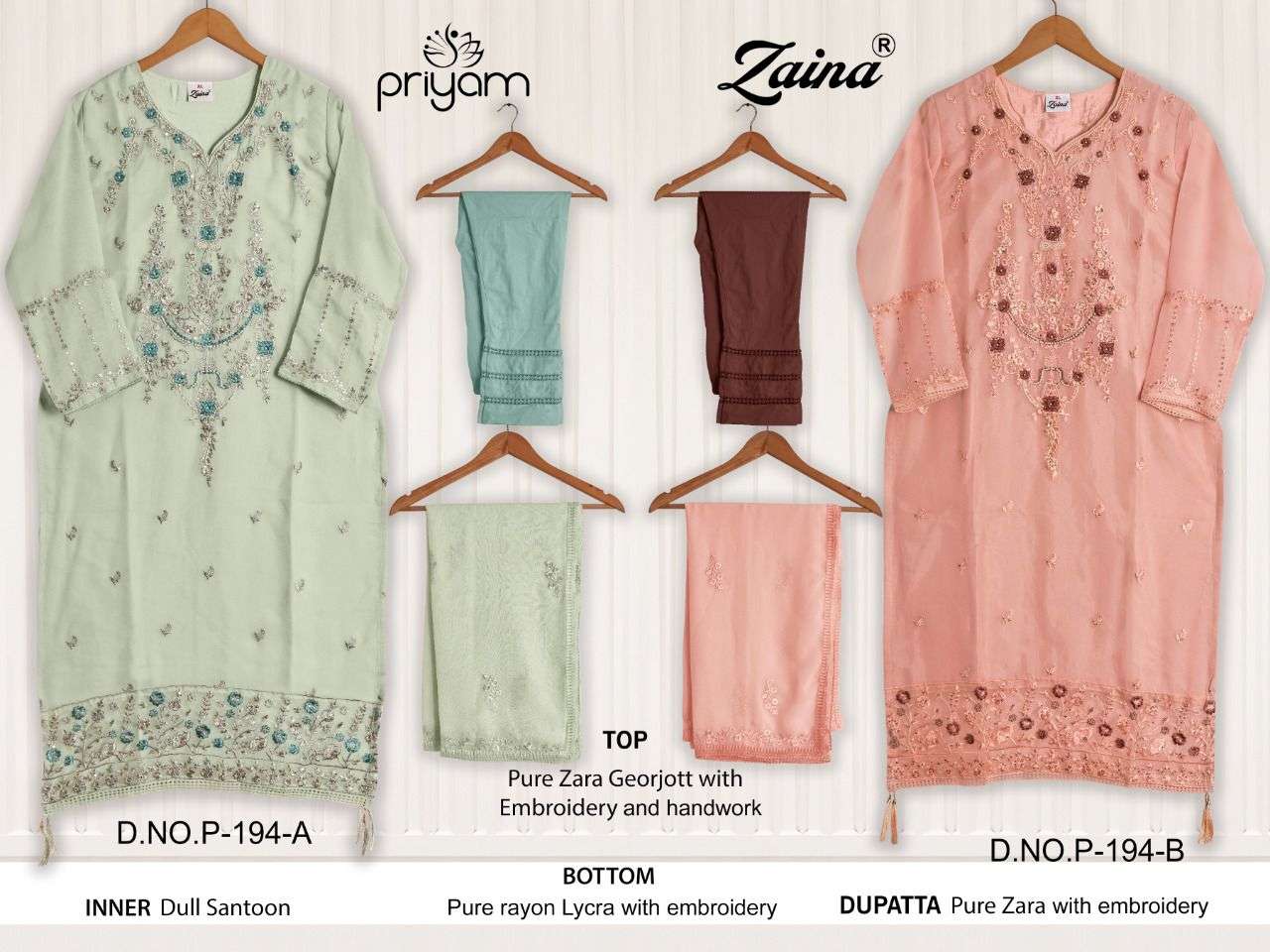 ZAINA HIT COLLECTION VOL-5 BY PRIYAM BEAUTIFUL PAKISTANI SUITS COLORFUL STYLISH FANCY CASUAL WEAR & ETHNIC WEAR PURE GEORGETTE DRESSES AT WHOLESALE PRICE