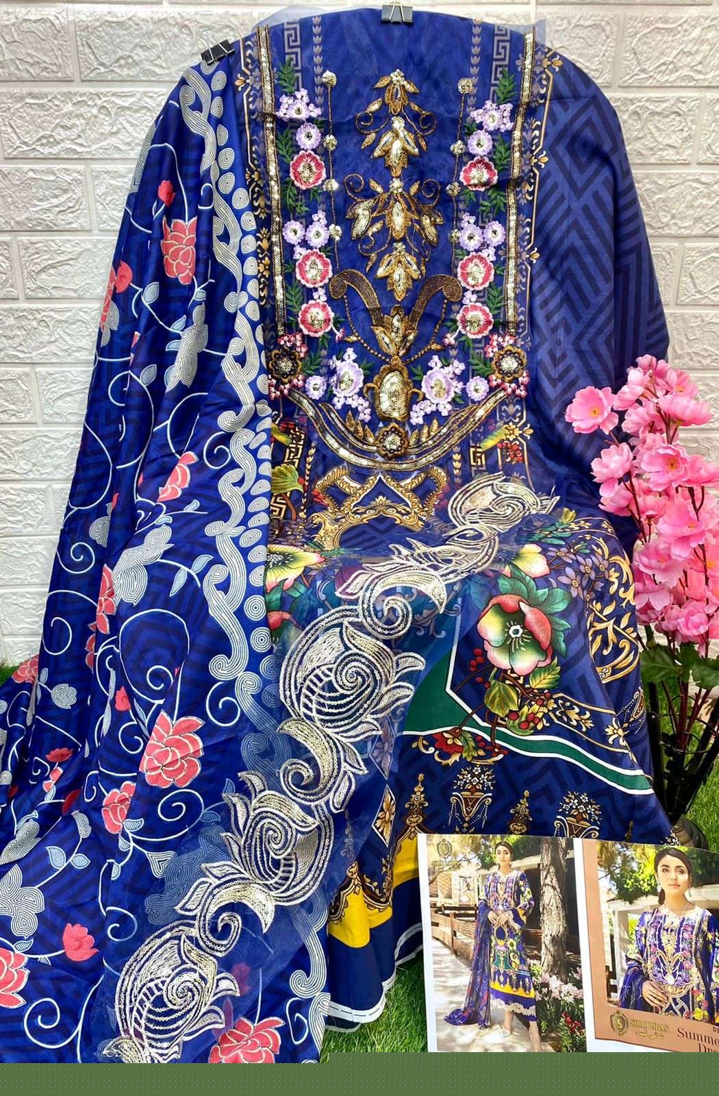 SUMMERS DREAM BY SHAI LIBAS 1001 TO 1005 SERIES BEAUTIFUL PAKISTANI SUITS COLORFUL STYLISH FANCY CASUAL WEAR & ETHNIC WEAR PURE CAMBRIC COTTON DIGITAL PRINT DRESSES AT WHOLESALE PRICE