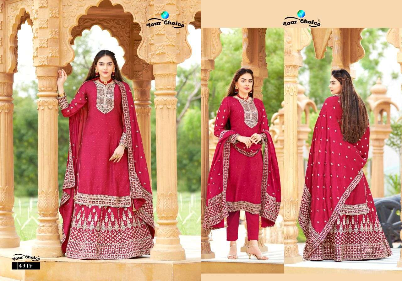 Senorita Plus By Your Choice 4314 To 4318 Series Designer Suits Beautiful Stylish Fancy Colorful Party Wear & Occasional Wear Heavy Chinnon Dresses At Wholesale Price