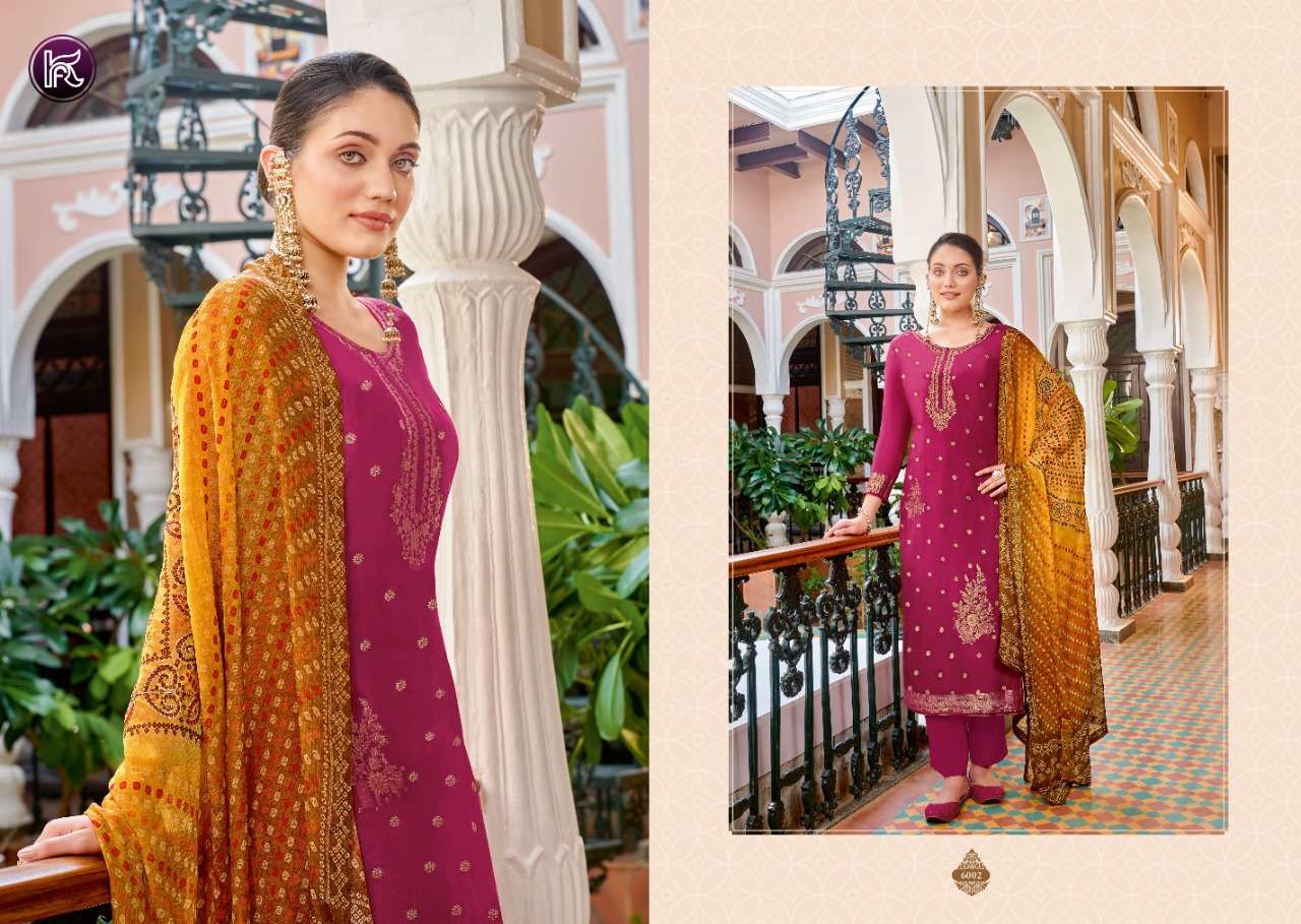 KALA JACQUARD VOL-2 BY KALA FASHION 6001 TO 6006 SERIES DESIGNER SUITS COLLECTION BEAUTIFUL STYLISH COLORFUL FANCY PARTY WEAR & OCCASIONAL WEAR SILK JACQUARD DRESSES AT WHOLESALE PRICE
