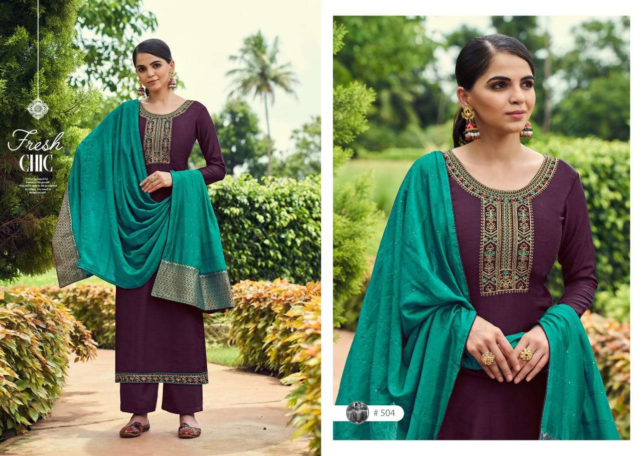 KALA BY CHERRY 51 TO 504 SERIES DESIGNER SUITS COLLECTION BEAUTIFUL STYLISH COLORFUL FANCY PARTY WEAR & OCCASIONAL WEAR PURE SILK DRESSES AT WHOLESALE PRICE