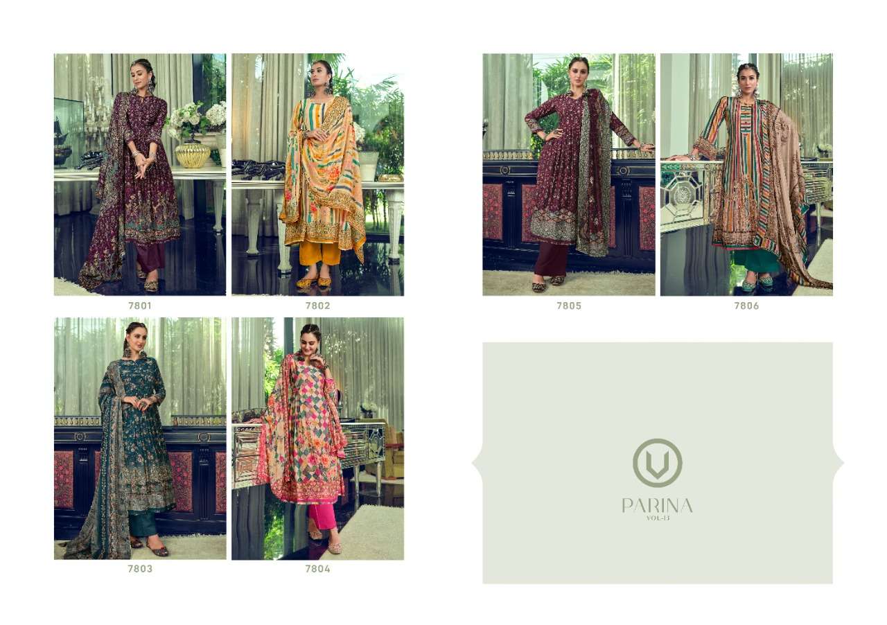 PARINA VOL-13 BY VIVEK FASHION 7801 TO 7806 SERIES BEAUTIFUL SUITS COLORFUL STYLISH FANCY CASUAL WEAR & ETHNIC WEAR HEAVY MUSLIN DIGITAL PRINT DRESSES AT WHOLESALE PRICE