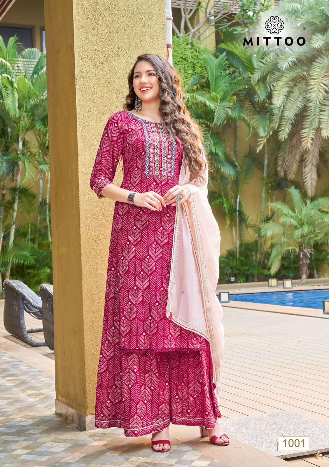 NAIRA BY MITTOO 1001 TO 1006 SERIES DESIGNER SHARARA SUITS BEAUTIFUL FANCY COLORFUL STYLISH PARTY WEAR & OCCASIONAL WEAR RAYON PRINT DRESSES AT WHOLESALE PRICE