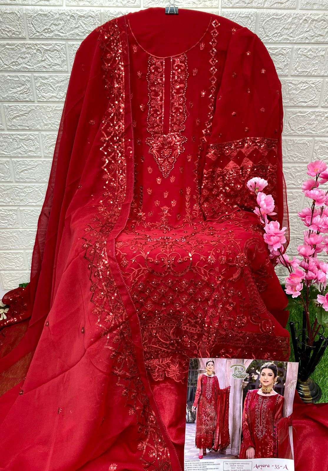 AAYARA 35 COLOURS BY LAAIBAH DESIGNER 35-A TO 35-D SERIES DESIGNER PAKISTANI SUITS COLLECTION BEAUTIFUL STYLISH COLORFUL FANCY PARTY WEAR & OCCASIONAL WEAR GEORGETTE DRESSES AT WHOLESALE PRICE