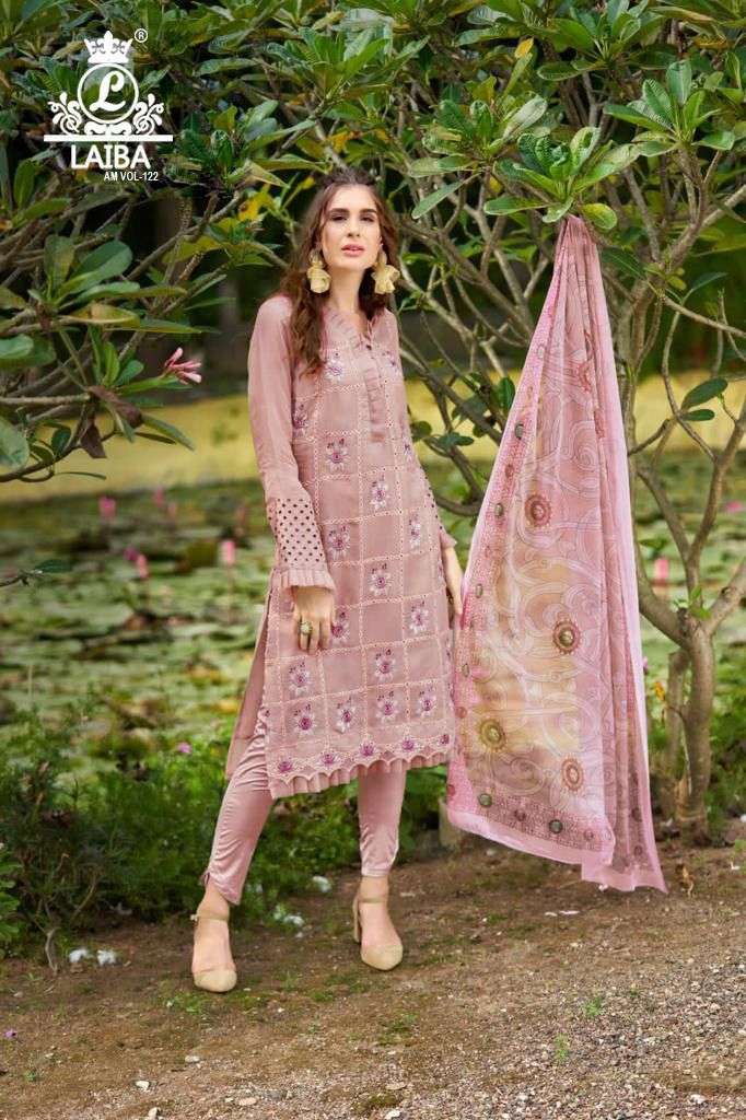 AM VOL-122 BY LAIBA 122-A TO 122-D SERIES DESIGNER PAKISTANI SUITS COLLECTION BEAUTIFUL STYLISH COLORFUL FANCY PARTY WEAR & OCCASIONAL WEAR PURE GEORGETTE DRESSES AT WHOLESALE PRICE