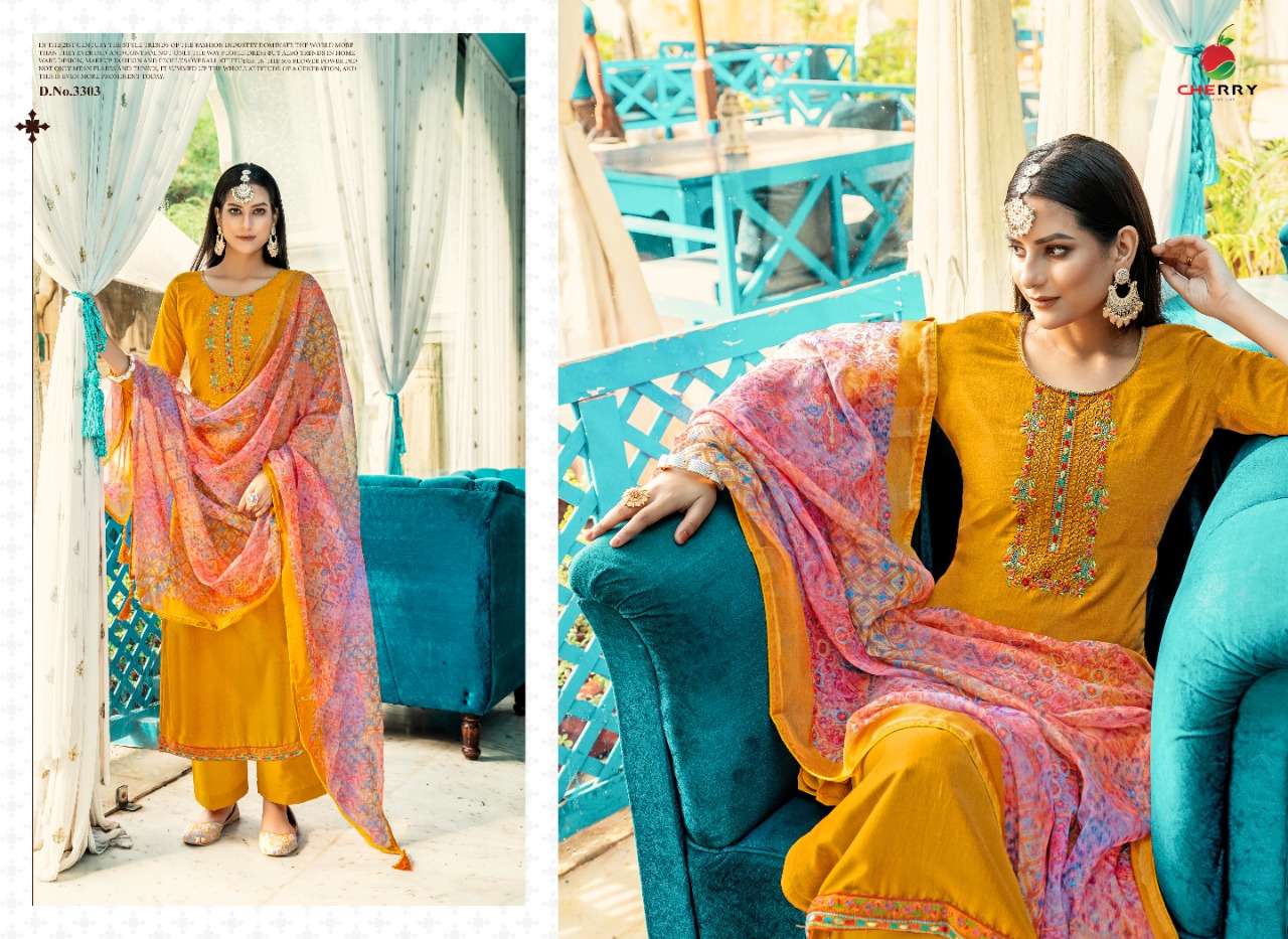 SANAYA BY CHERRY 3301 TO 3304 SERIES FESTIVE SUITS BEAUTIFUL FANCY COLORFUL STYLISH PARTY WEAR & OCCASIONAL WEAR PURE SILK DRESSES AT WHOLESALE PRICE