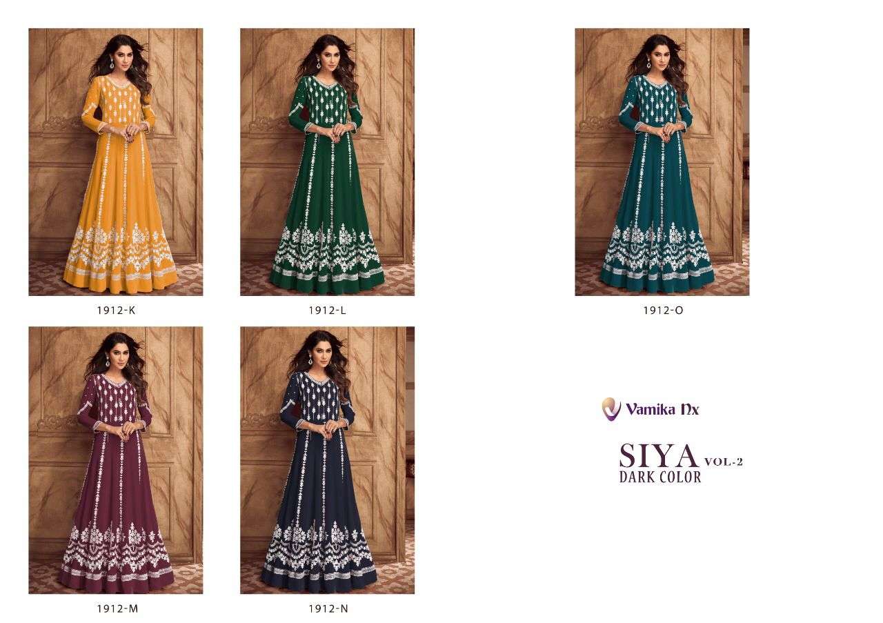SIYA VOL-2 DARK COLOR BY VAMIKA 1912-K TO 1912-O SERIES BEAUTIFUL STYLISH FANCY COLORFUL CASUAL WEAR & ETHNIC WEAR PURE GEORGETTE GOWNS AT WHOLESALE PRICE