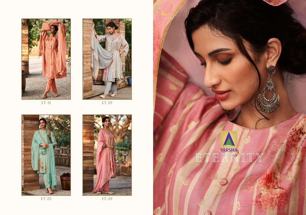ETERNITY BY VARSHA FASHION 21 TO 24 SERIES FESTIVE SUITS BEAUTIFUL FANCY COLORFUL STYLISH PARTY WEAR & OCCASIONAL WEAR MUSLIN DRESSES AT WHOLESALE PRICE