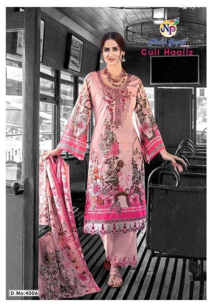 Gull Haafiz Vol-4 By Nand Gopal Print 4001 To 4008 Series Beautiful Suits Colorful Stylish Fancy Casual Wear & Ethnic Wear Cotton Print Dresses At Wholesale Price