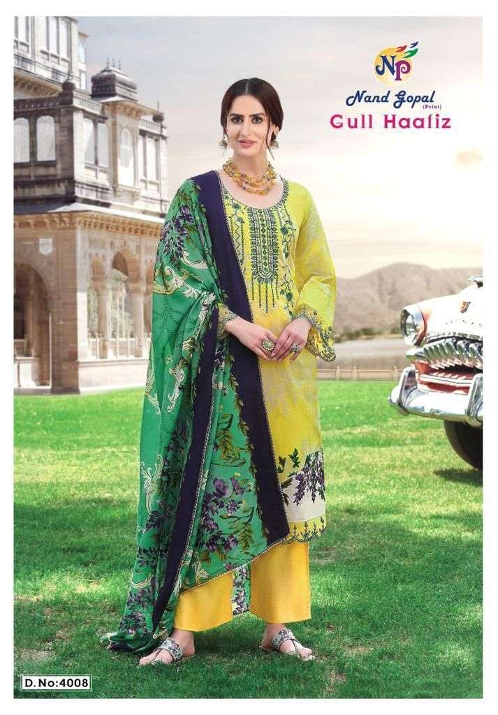 Gull Haafiz Vol-4 By Nand Gopal Print 4001 To 4008 Series Beautiful Suits Colorful Stylish Fancy Casual Wear & Ethnic Wear Cotton Print Dresses At Wholesale Price