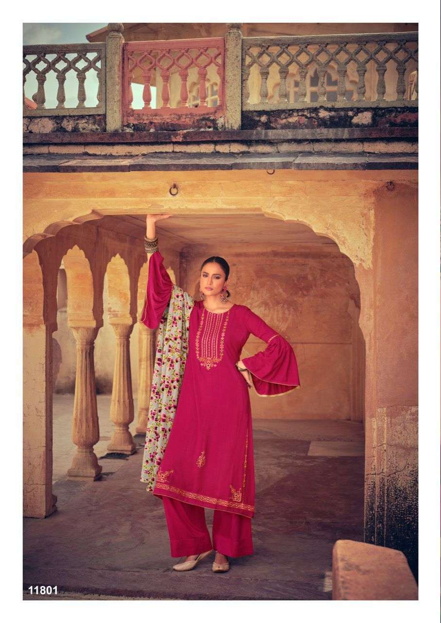 SURAHI BY DEEPSY SUITS 11801 TO 11805 SERIES PAKISTANI STYLISH BEAUTIFUL COLOURFUL PRINTED & EMBROIDERED PARTY WEAR & OCCASIONAL WEAR VISCOSE PASHMINA DRESSES AT WHOLESALE PRICE