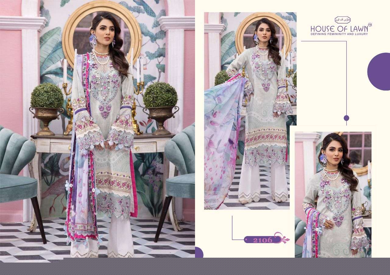 VIVA ANAYA BY HOUSE OF LAWN 2101 TO 2106 SERIES PAKISTANI SUITS BEAUTIFUL FANCY COLORFUL STYLISH PARTY WEAR & OCCASIONAL WEAR PURE LAWN PRINT DRESSES AT WHOLESALE PRICE
