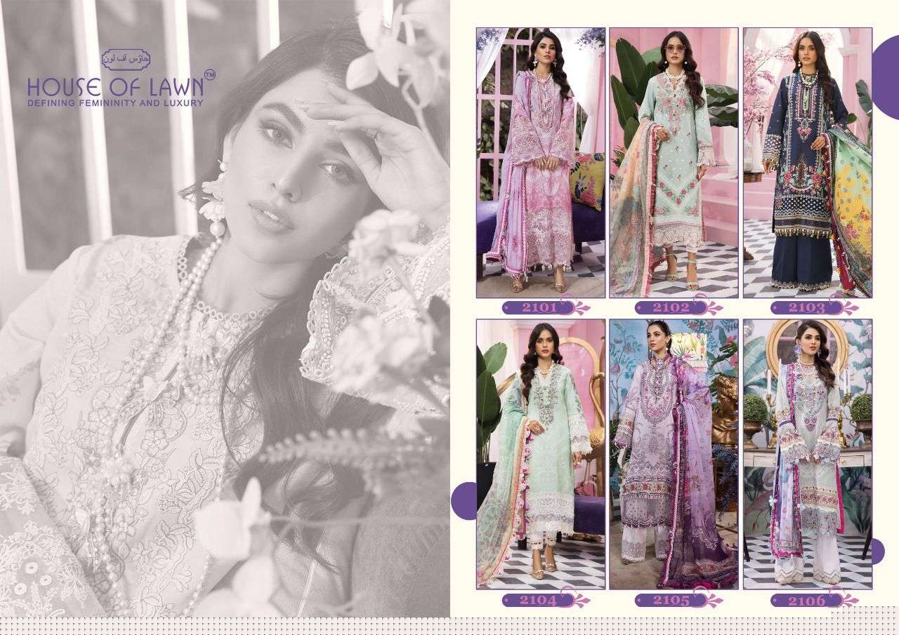 VIVA ANAYA BY HOUSE OF LAWN 2101 TO 2106 SERIES PAKISTANI SUITS BEAUTIFUL FANCY COLORFUL STYLISH PARTY WEAR & OCCASIONAL WEAR PURE LAWN PRINT DRESSES AT WHOLESALE PRICE