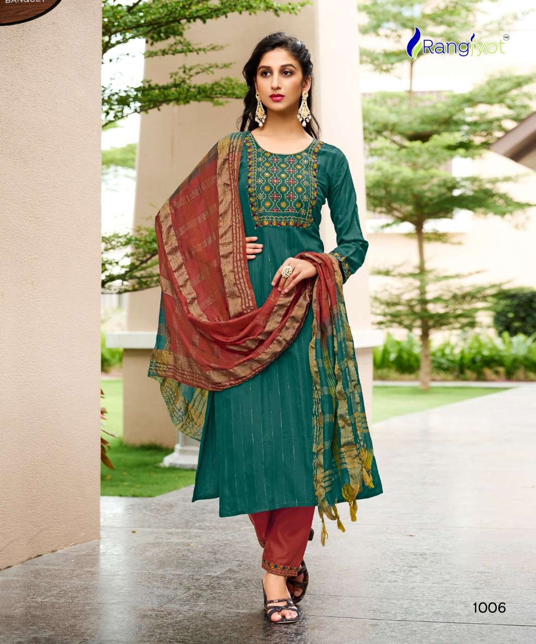 Anusha By Rangjyot Fashion 1001 To 1006 Series Suits Beautiful Fancy Colorful Stylish Party Wear & Occasional Wear Rayon Dresses At Wholesale Price