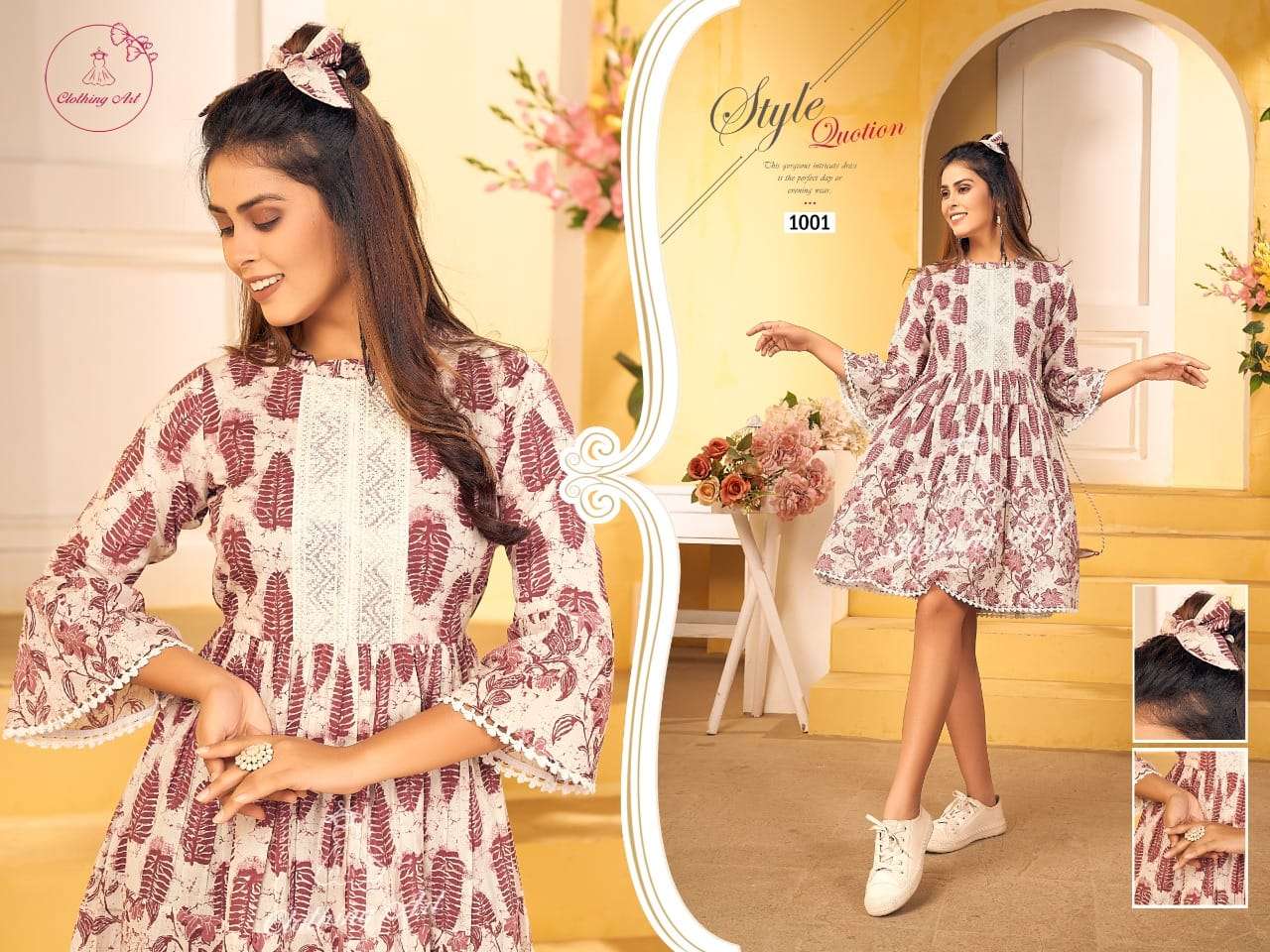 SHIVAY VOL-1 BY CLOTHING ART 1001 TO 1006 SERIES BEAUTIFUL STYLISH FANCY COLORFUL CASUAL WEAR & ETHNIC WEAR COTTON PRINT KURTIS AT WHOLESALE PRICE