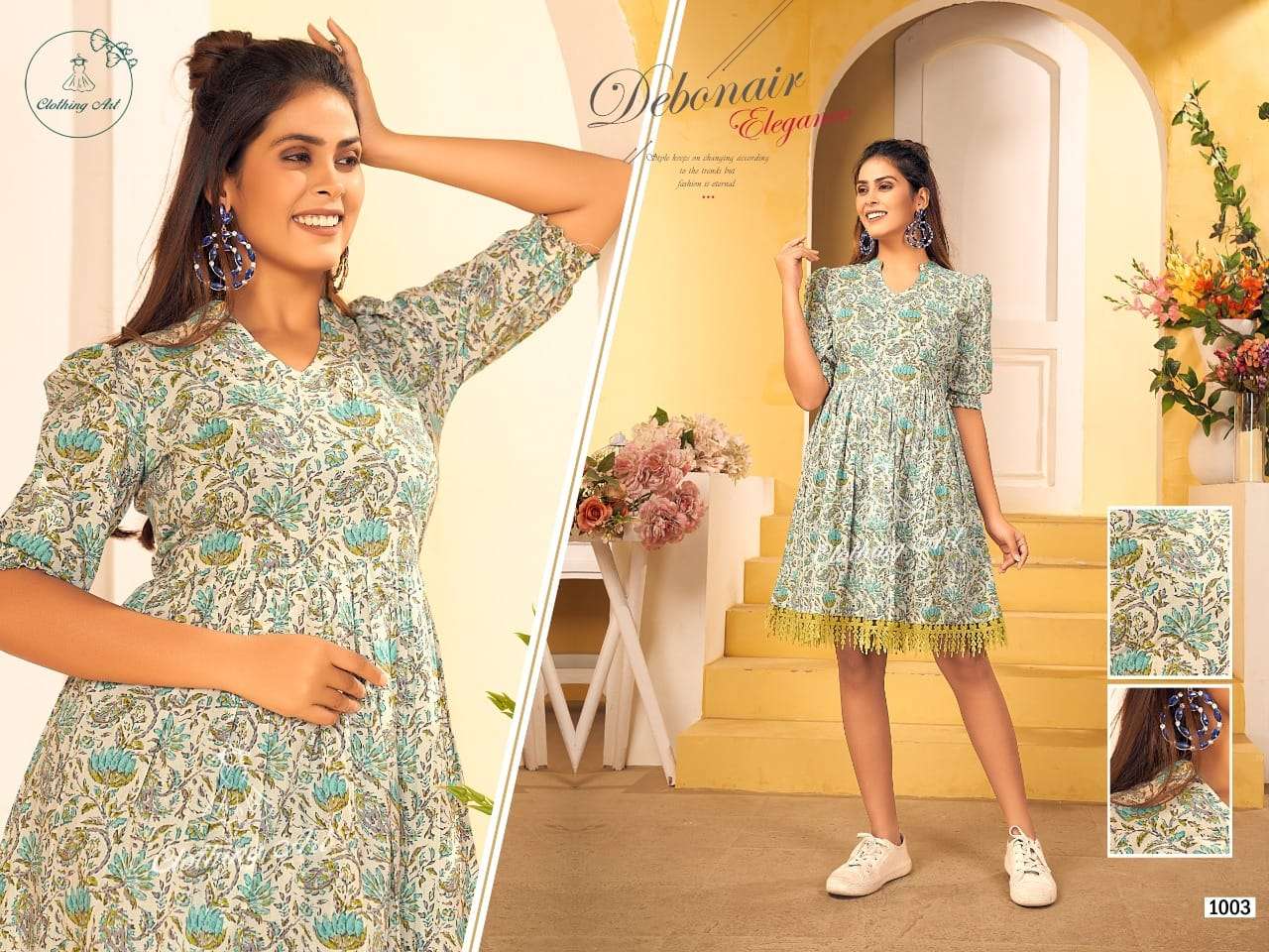 SHIVAY VOL-1 BY CLOTHING ART 1001 TO 1006 SERIES BEAUTIFUL STYLISH FANCY COLORFUL CASUAL WEAR & ETHNIC WEAR COTTON PRINT KURTIS AT WHOLESALE PRICE
