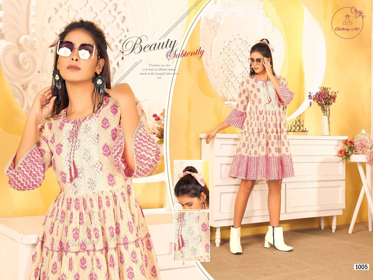SHIVAY VOL-1 BY CLOTHING ART 1001 TO 1006 SERIES BEAUTIFUL STYLISH FANCY COLORFUL CASUAL WEAR & ETHNIC WEAR COTTON PRINT KURTIS AT WHOLESALE PRICE