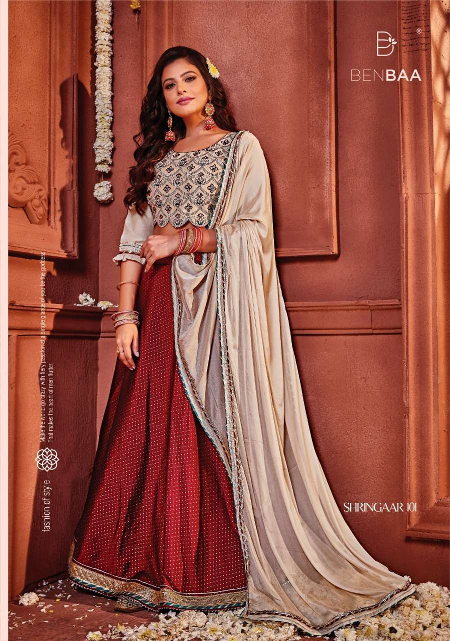 Shringaar By Benbaa 101 To 106 Series Bridal Wear Navratri Collection Beautiful Stylish Colorful Fancy Party Wear & Occasional Wear Fancy Lehengas At Wholesale Price