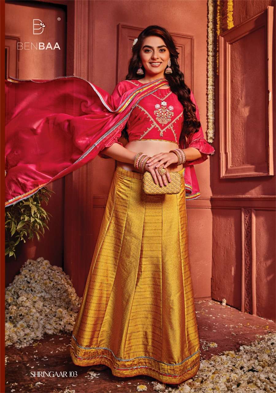 Shringaar By Benbaa 101 To 106 Series Bridal Wear Navratri Collection Beautiful Stylish Colorful Fancy Party Wear & Occasional Wear Fancy Lehengas At Wholesale Price