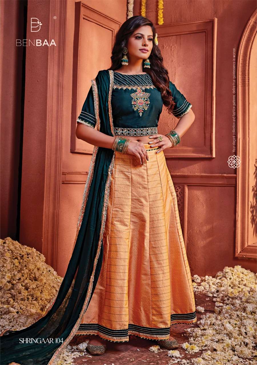 Shringaar By Benbaa 101 To 106 Series Bridal Wear Navratri Collection Beautiful Stylish Colorful Fancy Party Wear & Occasional Wear Fancy Lehengas At Wholesale Price